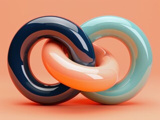 Sticker - Interlocking rings in vibrant colors. AI.