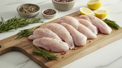 Sticker - Fresh Chicken Fillets on Cutting Board with Herbs