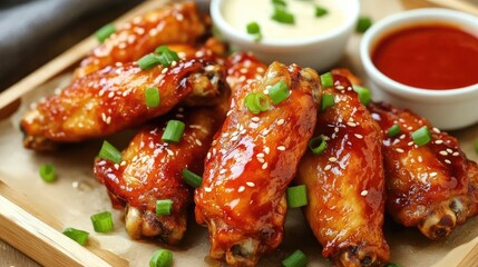 Poster - Delicious Sticky Chicken Wings on Serving Platter