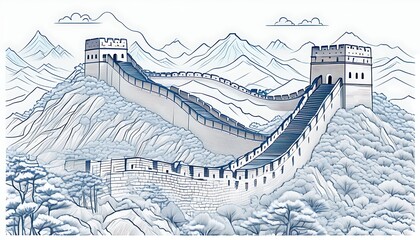 Modern and minimalist Great Wall line art image