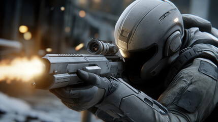 Poster - A soldier using a high-tech sniper rifle to take out an enemy from a great distance