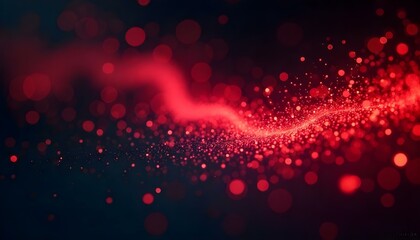 glowing red abstract waves with sparkling particles on a dark background