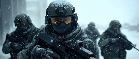 Sticker - Soldiers preparing for a massive assault on an enemy stronghold during a blizzard