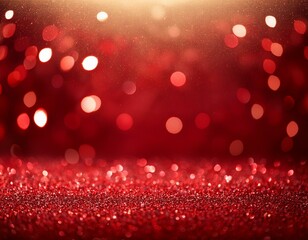 Red Christmas background. Abstract shiny Bokeh light and glitter 