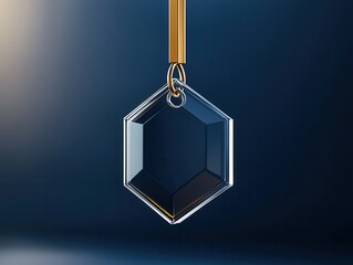 Poster - Glass Hexagon Pendant With Golden Ring