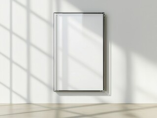 Wall Mural - Blank Frame Mockup on White Wall with Window Light