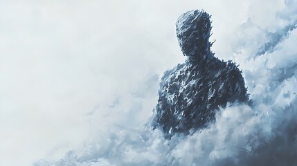 Aufkleber - A mysterious misty figure transcending form and identity capturing the essence of transience in a dreamlike atmosphere