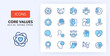 © Artco - Line icons about core values. Contains such icons as social responsibility, community, integrity and more. 256x256 Pixel Perfect editable in two colors