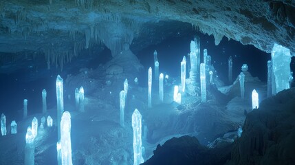 Mystical Cave System with Glowing Crystals, Hidden Tombs, and Whispering Echoes of the Past