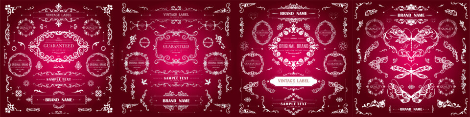 Wall Mural - set of vintage decorations flourishes elements.