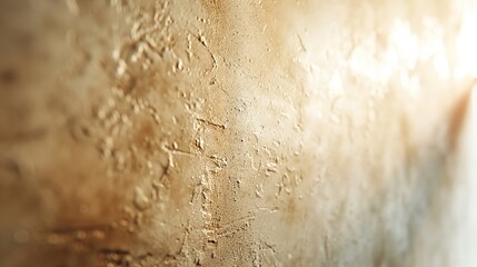 Closeup of a textured beige wall with a soft glow of light in the background.