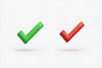 Two green and red check marks are shown side by side. The green check mark is on the left and the red check mark is on the right