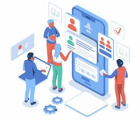 Mobile ui-ux concept Vector illustration Usability testing concept illustration.
