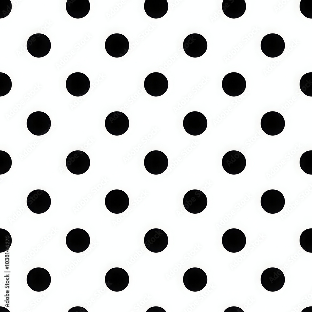 Seamless black and white polka dot pattern featuring evenly spaced ...