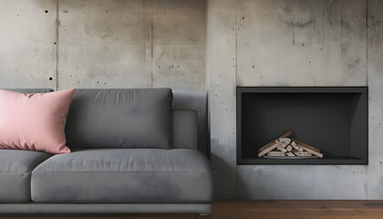 Modern bedroom design, sofa and fireplace, modern living with a sense of design