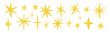 © Arina - Set of stars, twinkle and spark with crayon, chalk or pastel texture. Yellow and drawn Kids vector illustration on a white background.