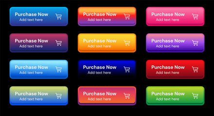 Wall Mural - set of purchase now buttons icon design template. modern gradient colors. purchase now push buttons 