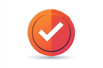 Orange Checkmark Button Icon