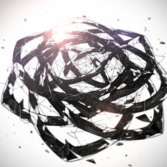 Wall Mural - complex black and white geometric structure with chaotic lines and a bright light center