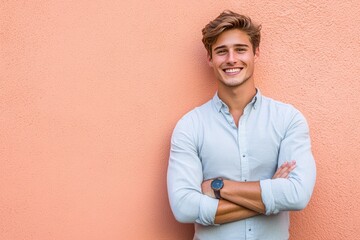 Young Professional in Casual Attire Smiling Cheerfully