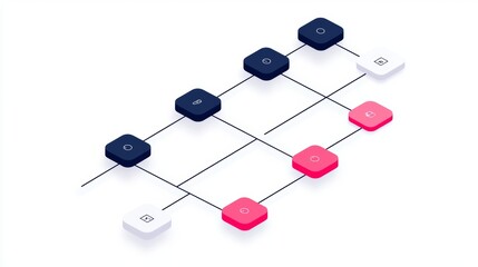 Wall Mural - customer journey concept illustration with modern flowchart design and colorful nodes on white backg