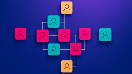 Wall Mural - customer journey concept with connected icons representing user interaction and engagement on a blue