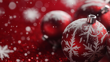 Wall Mural - a vibrant red ornament adorned with white snowflakes