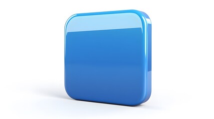 Wall Mural - blank mobile application icon, button - blue square with round corners. 3d rendering, white backgrou