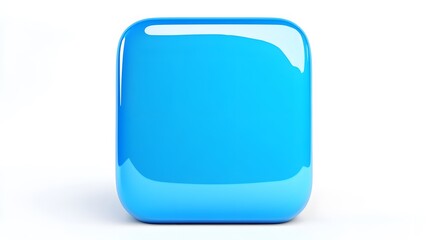 Wall Mural - blank mobile application icon, button - blue square with round corners. 3d rendering, white backgrou