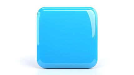 
Blank Mobile application icon, button - blue square with round corners. 3d rendering, white background