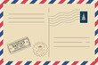 © Oleh - new years letter envelope with stamps. letter accessories. postmarks. christmas illustration. vector