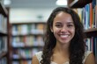 © AIGen - Uni. Portrait of a Happy Female Student in a Library Ready for Learning
