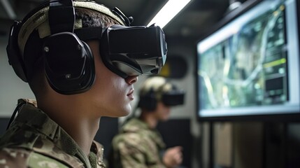 Wall Mural - augmented reality military planning, where commanders and intelligence officers utilize ar technolog