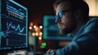 © jureephorn - Broker analyzing stock market charts on computer, using detailed graphs to study price movements and market trends. The broker monitors key indicators for potential buy or sell opportunities