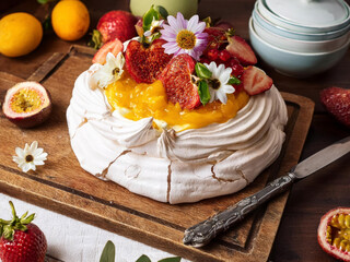 homemade cake with berries