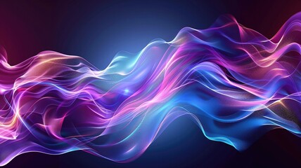 Colorful flowing digital waves in blue and pink. Digital artwork of transparent fluid or liquid with vibrant gradient blue and purple color. Modern design and technology concept. Futuristic. AIG53.