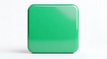Wall Mural - blank mobile application icon, button - green square with round corners. 3d rendering, white backgro