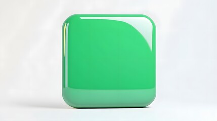 Wall Mural - blank mobile application icon, button - green square with round corners. 3d rendering, white backgro