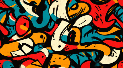 Wall Mural - Abstract colorful graffiti background with vibrant colors and geometric shapes.