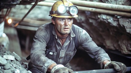 A Coal Miner Working in a Mine