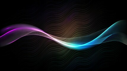 Wall Mural - abstract wave lines pattern dynamic colorful light flowing isolated on black background. concept of 