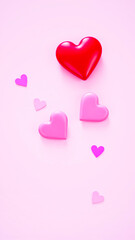 Poster - large red heart surrounded by smaller pink hearts