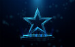 © pickup - Futuristic glowing 3D star on a digital platform with blue light effects