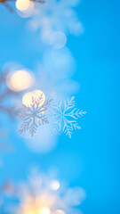 Poster - single snowflake glistens against a blue background