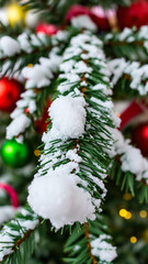 Poster - snow-covered evergreen branch