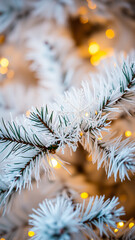 Sticker - delicate snowflake ornament adorns a frosted pine branch