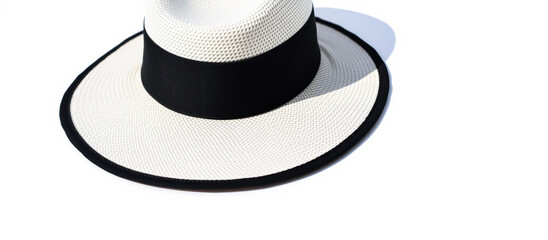 Wall Mural - white woven hat with black ribbon