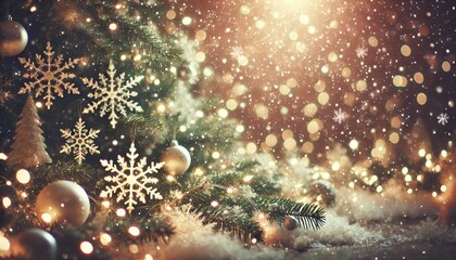 Wall Mural - magical winter christmas background with glowing fairy lights