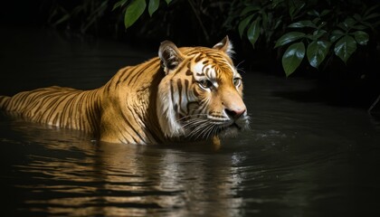 The majestic Royal Bengal Tiger, often referred to as the Indian Tiger, Panthera tigris, the Striped Tiger, the Great Cat of India, the Sundarbans Tiger, is a powerful symbol of wildlife conservation.