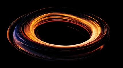 Poster - Abstract swirling light trails in orange and blue on a black background.